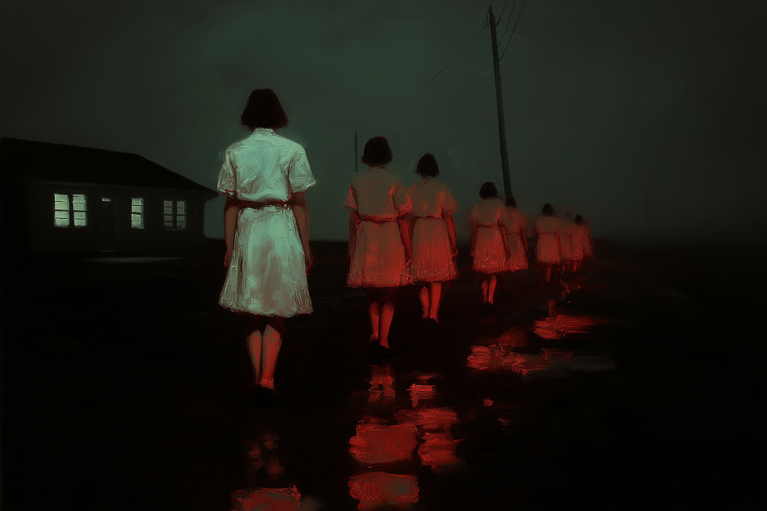 Surreal night street scene artwork